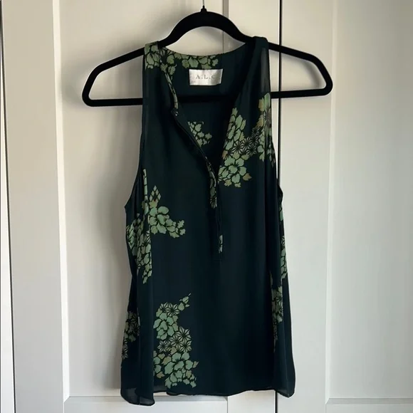 A.L.C. Lennox Green Silk Floral Tank | S - Picture 2 of 5